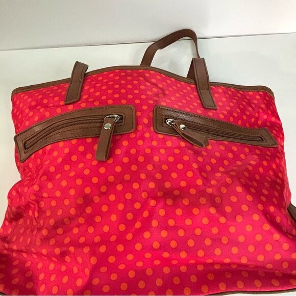 GAL Red Polka Dot Tote Bag with Brown Accents - Picture 4 of 5